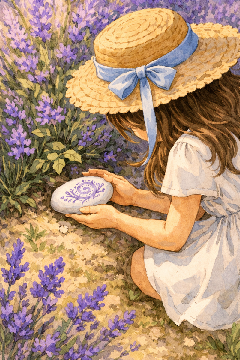 Эмма находит разрисованный камешек