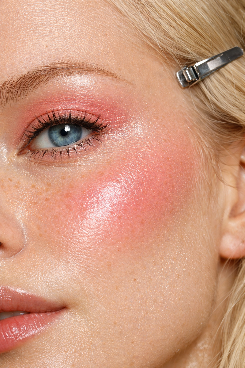 Румяна можно наносить даже на веки