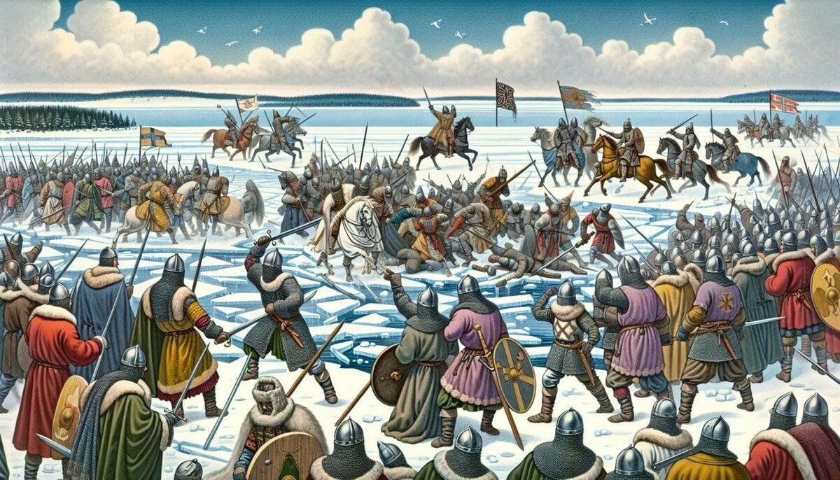 Битва на Чудском озере ("Ледовое побоище") 1242 г. (картина из Яндекс.Картинки)