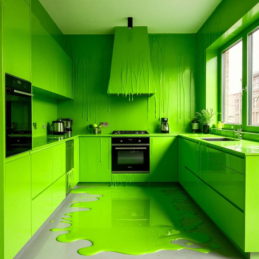 Кухня кислотно-зеленая