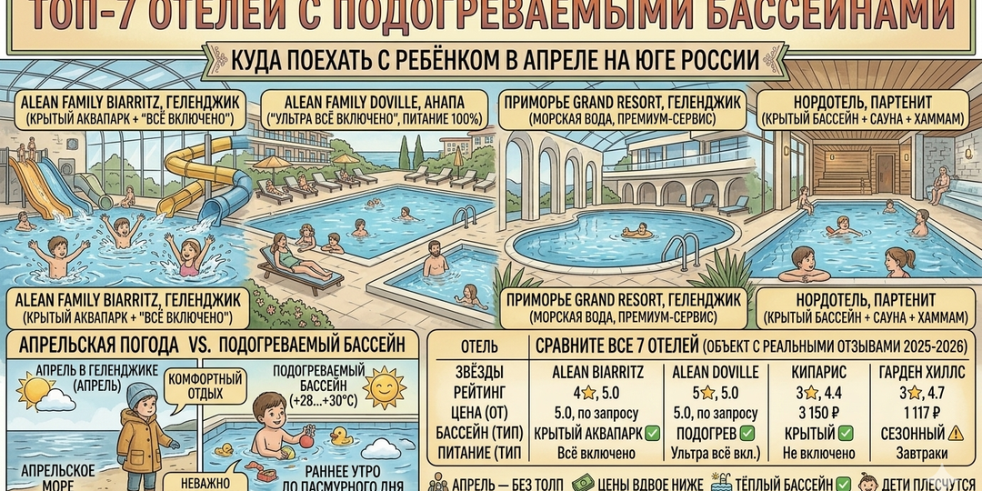 Куда поехать с ребенком в апреле: ТОП-7 отелей с подогреваемыми бассейнами на Юге России