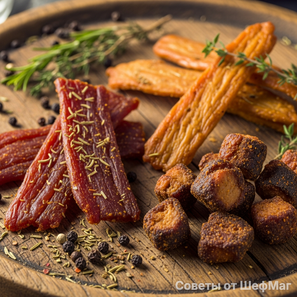 Ассорти из куриных джерок: три вкуса в одной подаче.