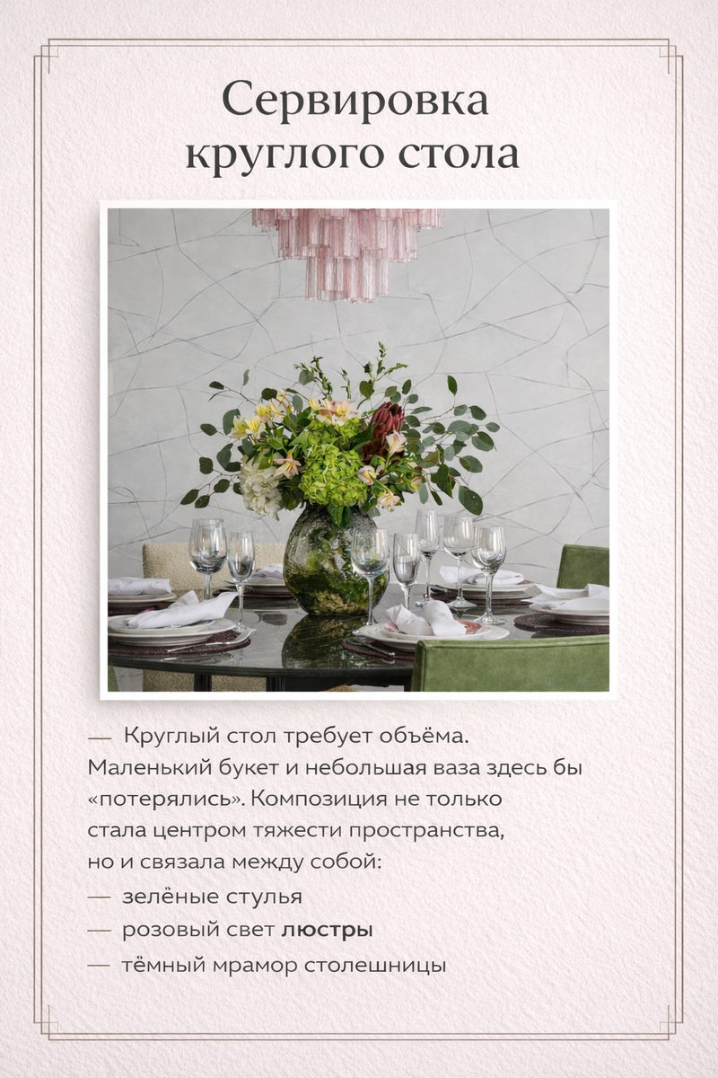 Сервировка круглого стола 