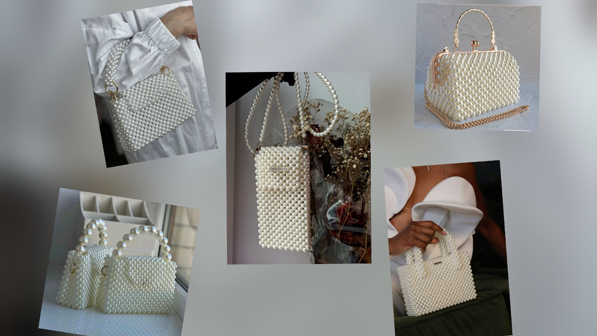 Сумочки из бусин под жемчуг