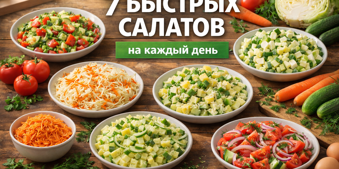 7 быстрых салатов на каждый день из простых продуктов