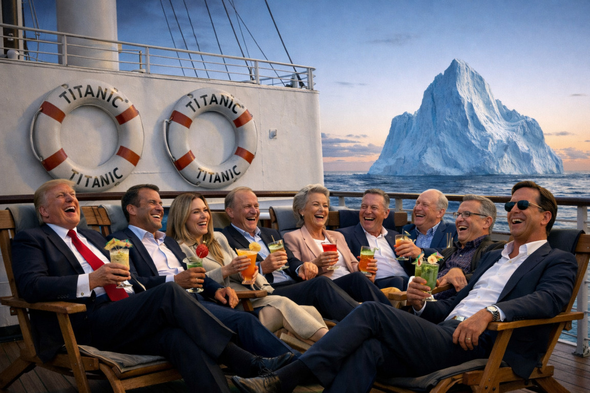 Мировые лидеры на борту «Титаника» // ChatGPT
