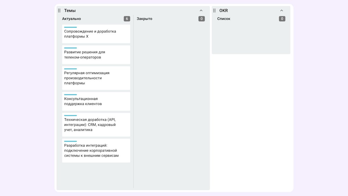 Пока команда дублирует OKR вручную и планирует со временем внедрить интеграцию.