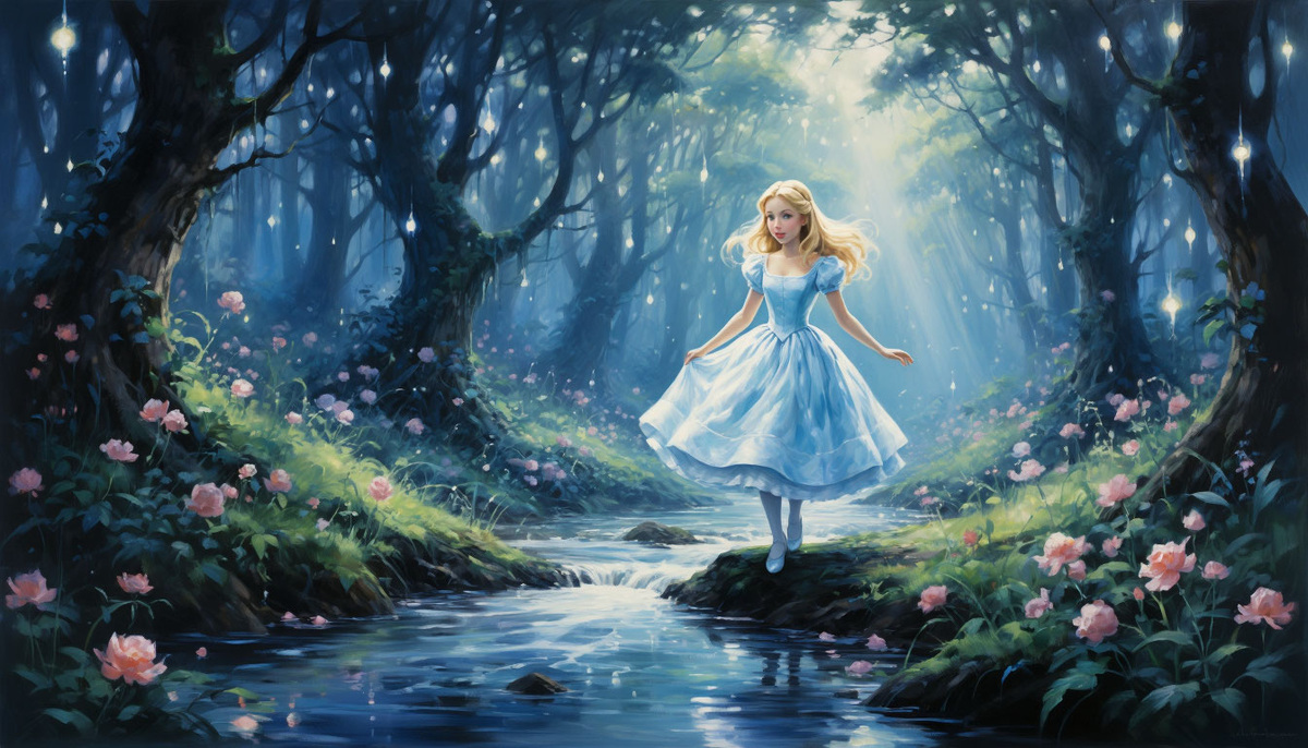 Алиса нашла выход на другой берег. Изображение от ИИ Шедеврум