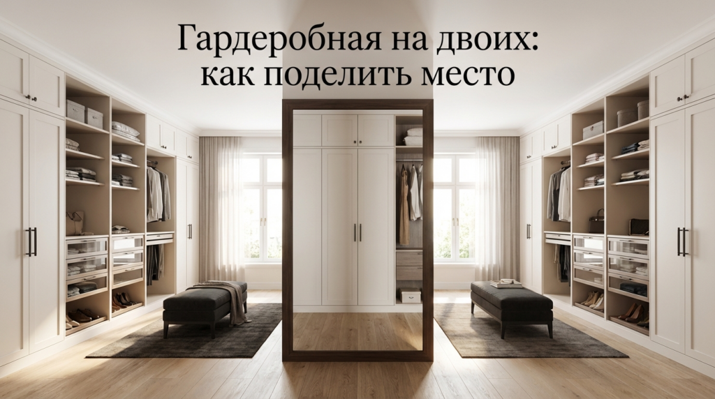    Грамотное распределение пространства в общей гардеробной для максимального комфорта. MDKUHNY