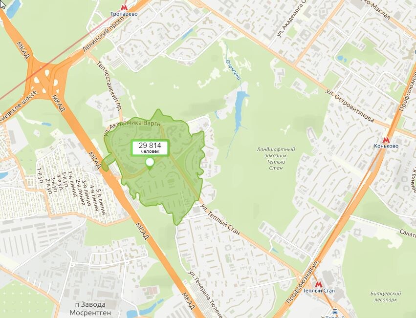 Подсчёт количества жителей на геопортале RuMap, 2018 г