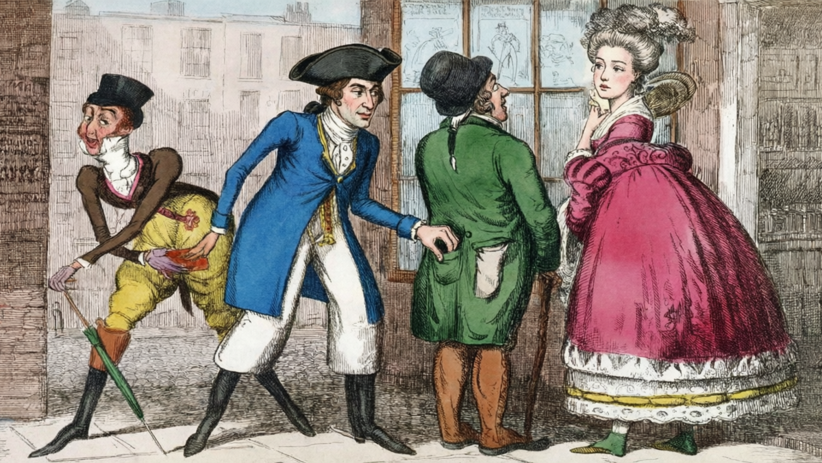 Изображение по мотивам Dandy PickPockets Diving: Scene Near St. James Palace (Isaac Robert Cruikshank / Lewis Walpole Library / Wikimedia)