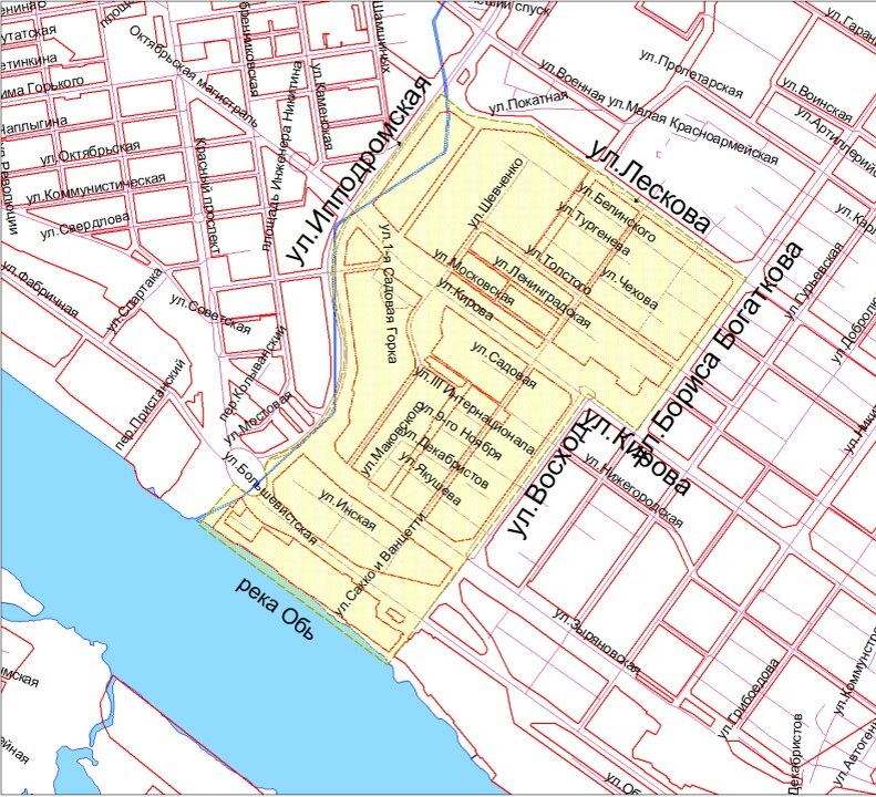    Схема границ территории. Источник: официальный интернет-портал правовой информации города Новосибирска