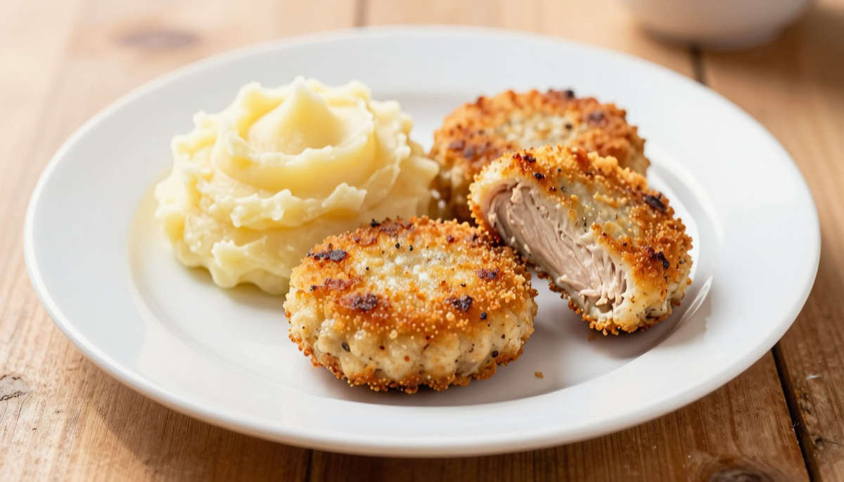 Иллюстрация Куриные котлеты с картофельным пюре