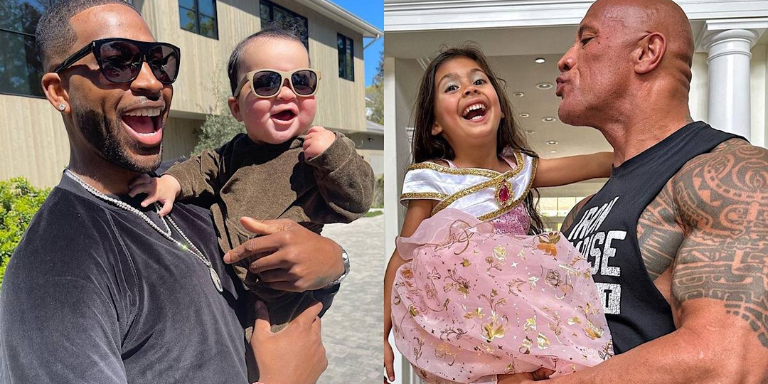 Радостные знаменитые отцы со своими детьми