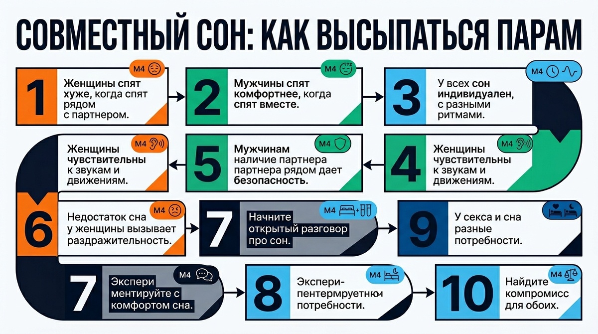 Совместный сон: как высыпаться паре  📷
