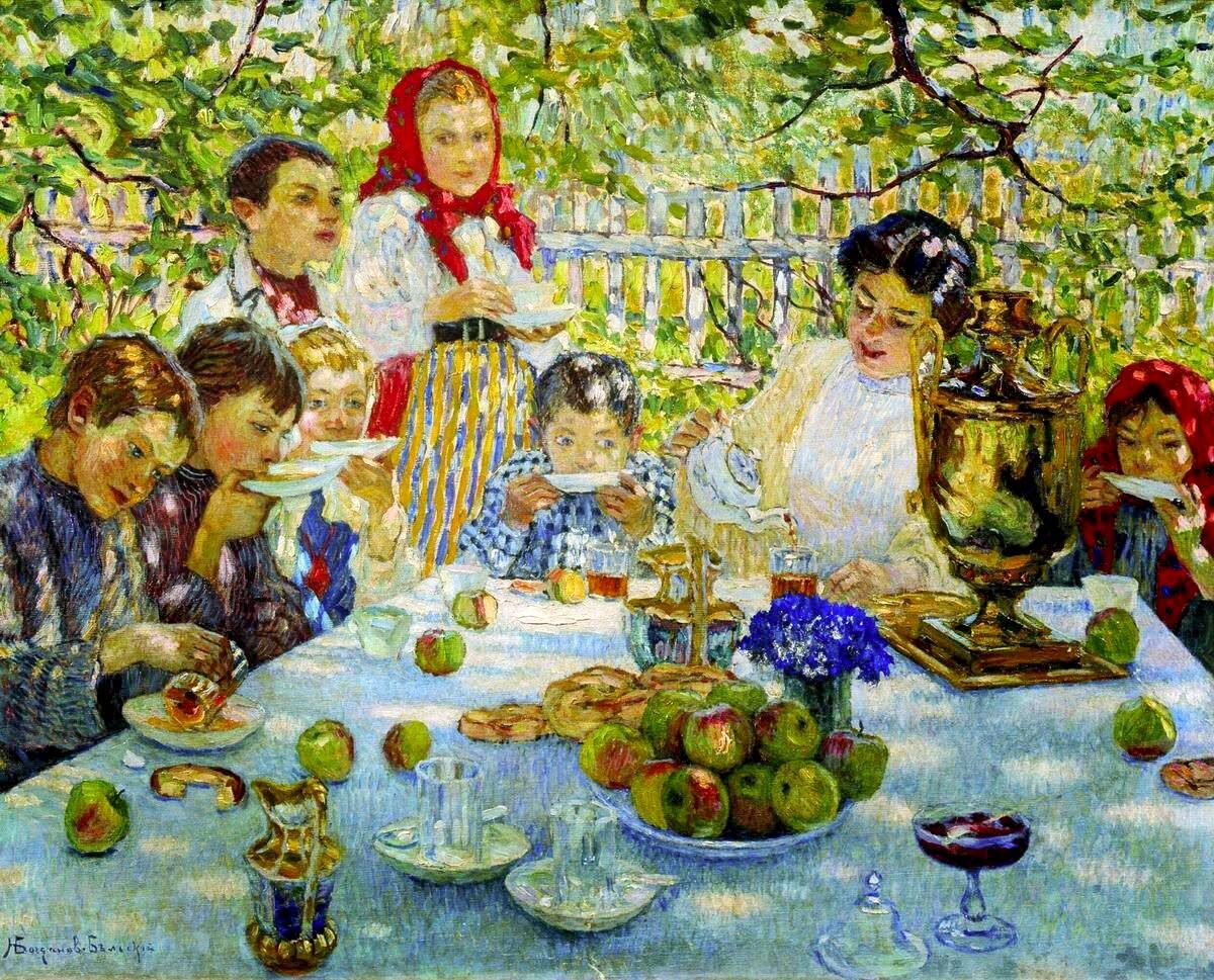     Николай Богданов-Бельский. «День рождения в саду». 1910