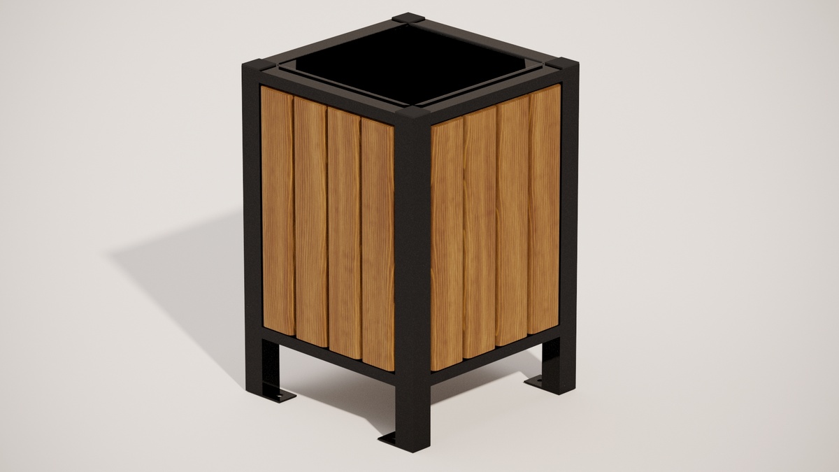 Уличная урна с деревянными рейками