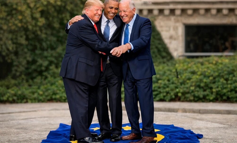    Разные президенты США вполне могут продвигать общую линию, несмотря на партийную принадлежность, в интересах пресловутого «глубинного американского государства». Иллюстрация: Блокнот