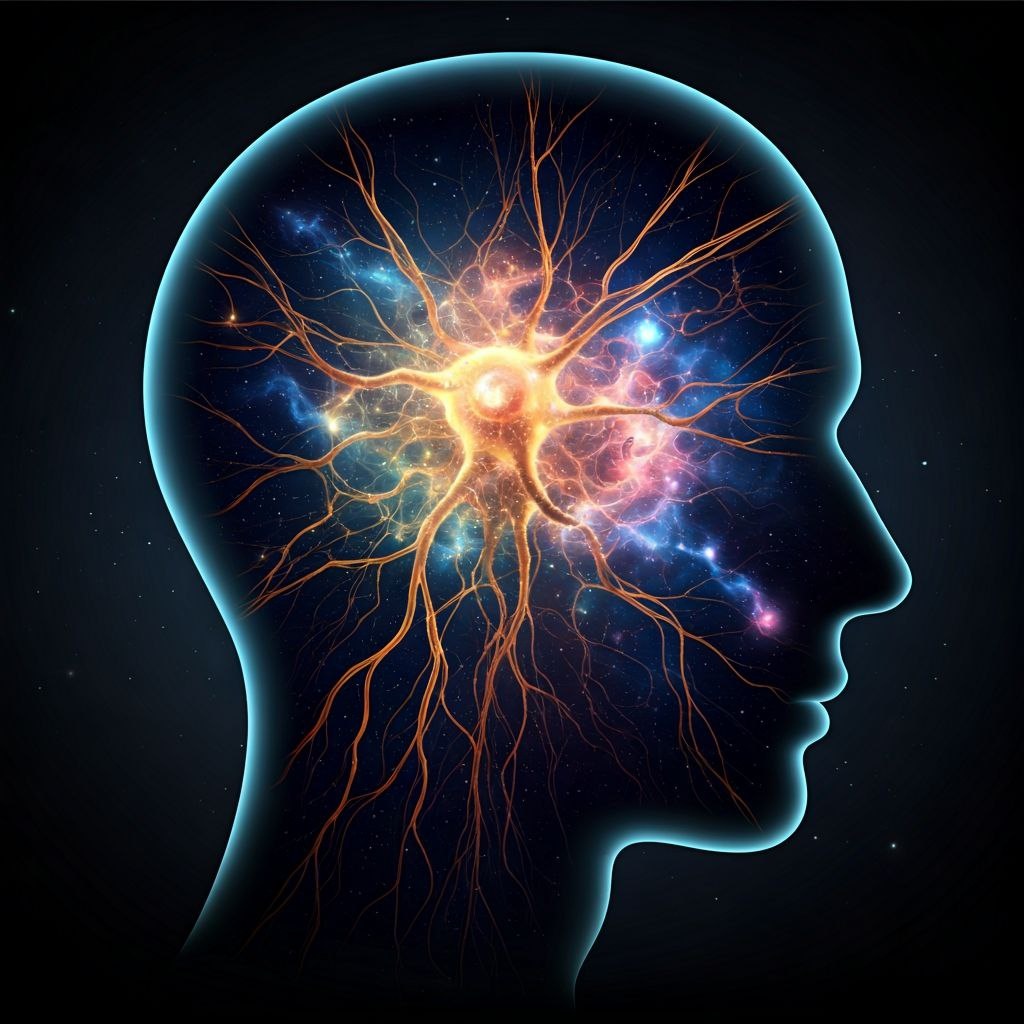 Изображение нейрохимических реакций,создано с помощью ИИ