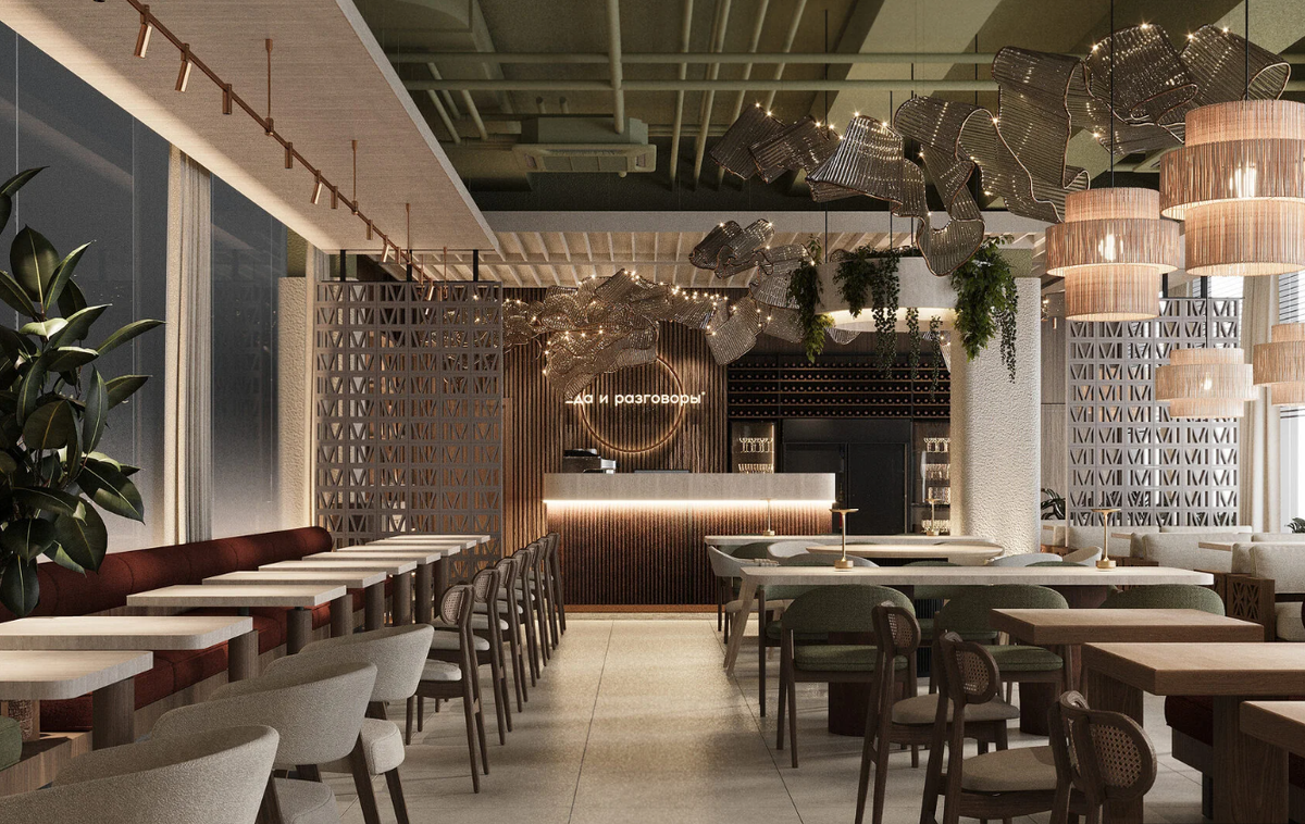 Визуализация студии Максима Храпач зала итальянского ресторана в Краснодаре