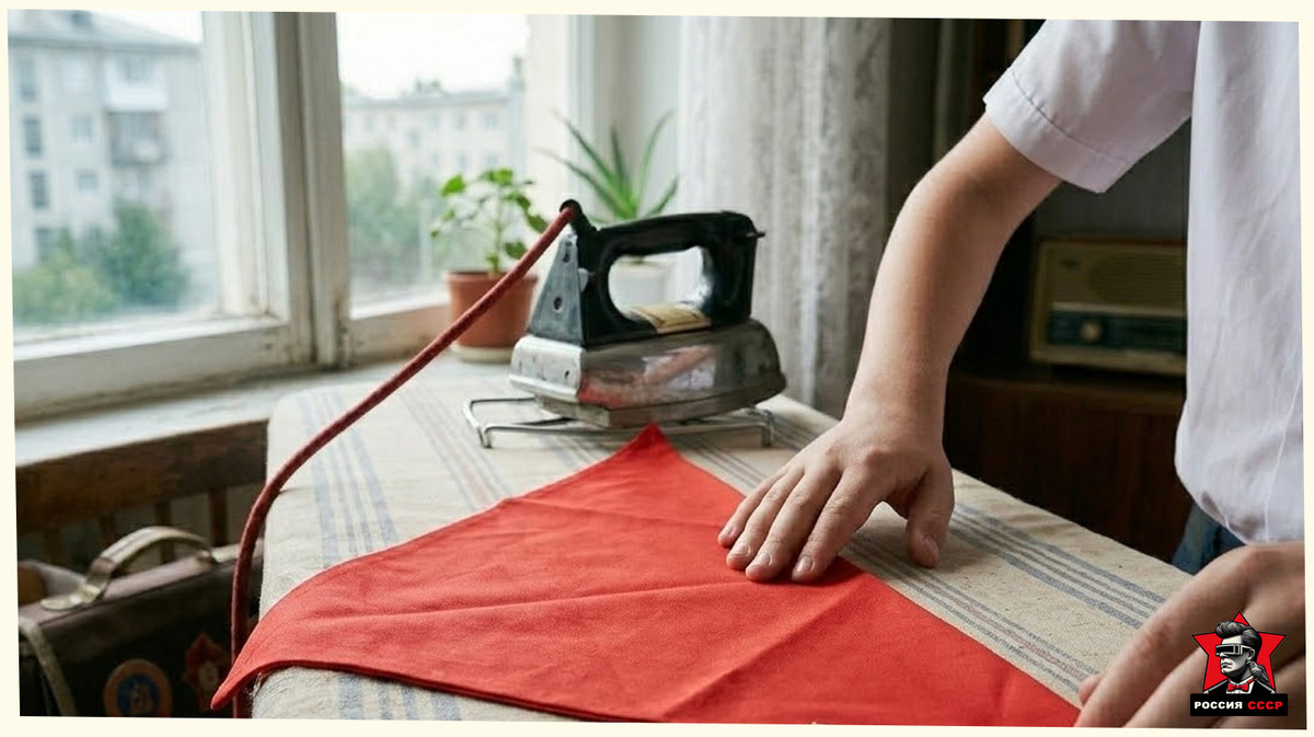 Гладит галстук