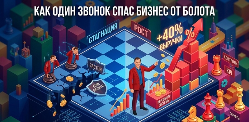 Кейс Андрея Логинова: как пересмотр системы продаж и аудит бизнес-процессов помогли компании выйти из стагнации и увеличить выручку на 40%. Визуализация стратегии роста на шахматной доске.