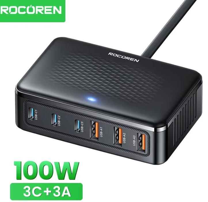 Зарядное устройство Rocoren USB 100 Вт 