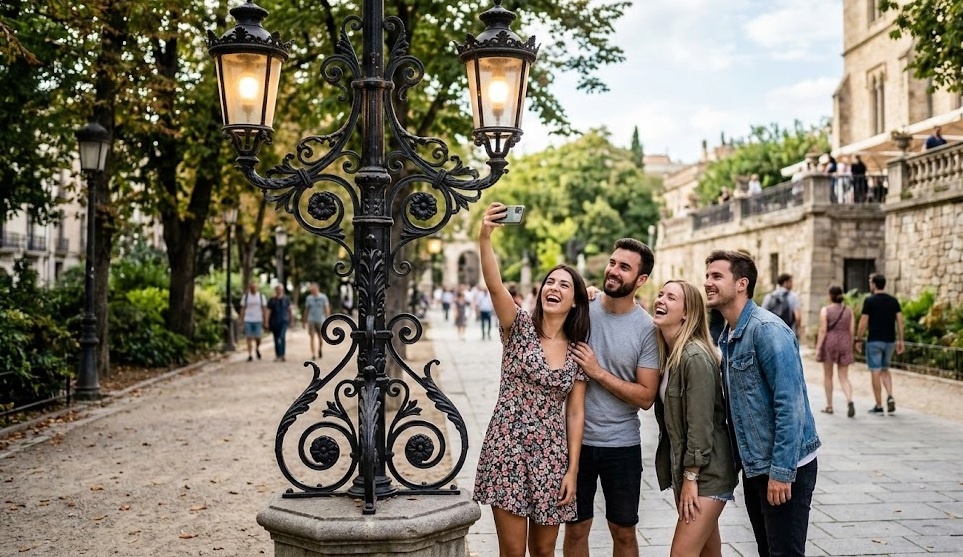 Рядом с красивыми опорами всегда много фотографирующихся