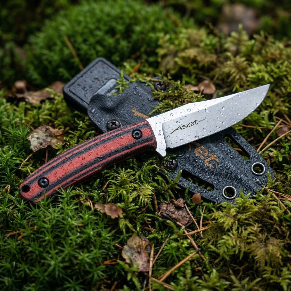 Asket N690 StoneWash Kydex Black-Red