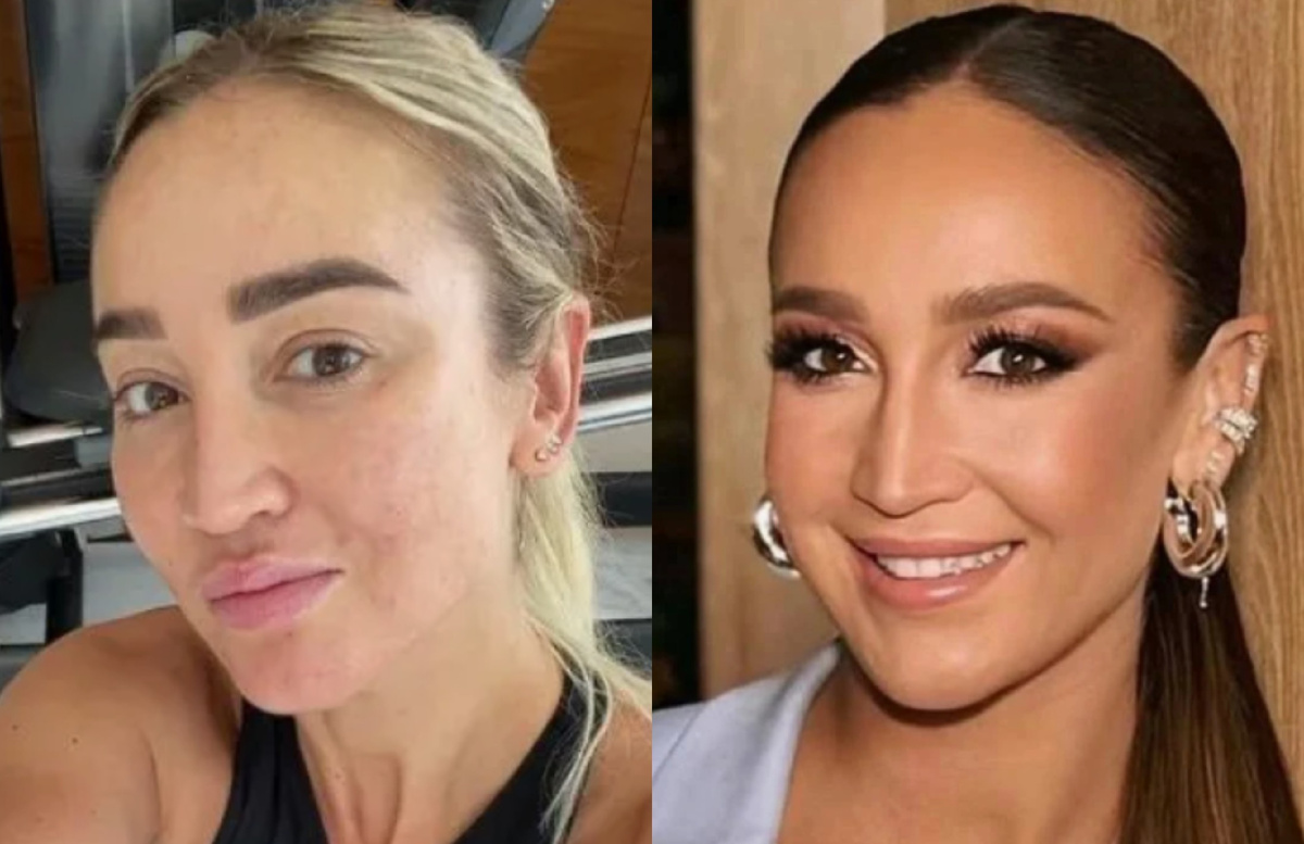 на фото Ольга Бузова с макияжем и без 