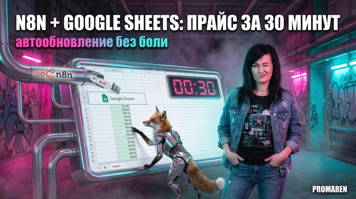    Сценарий в n8n обновляет прайс-листы сайта по данным из одной таблицы Google Sheets | Марина Погодина, PROMAREN Марина Погодина