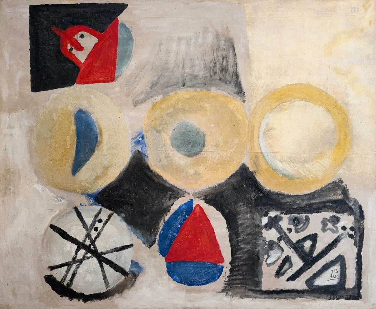    Марлен Шпиндлер, «Композиция с кругами» (1970)Музей нонконформизма / Галерея Надежды Брыкиной