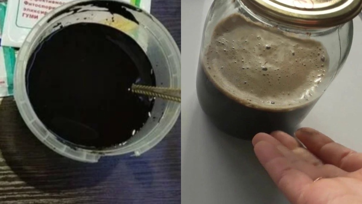 Слева мертвый раствор, каким у меня был два года. Справа живые бактерии через пять дней активации