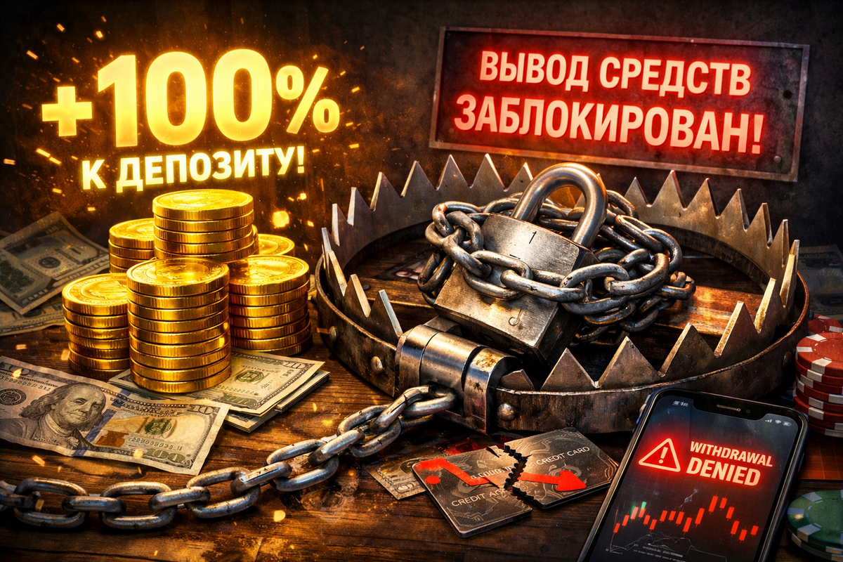 🎁 Бонусная ловушка: как «+100% к депозиту» превращается в блокировку вывода