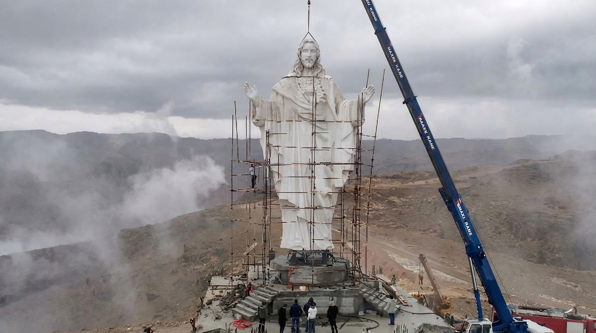    Статуя Иисуса Христа на границе Сирии и Ливана