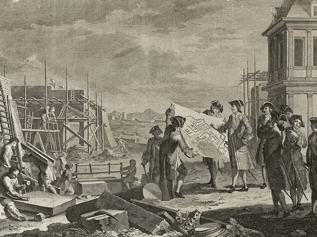 Петр на плане стройки