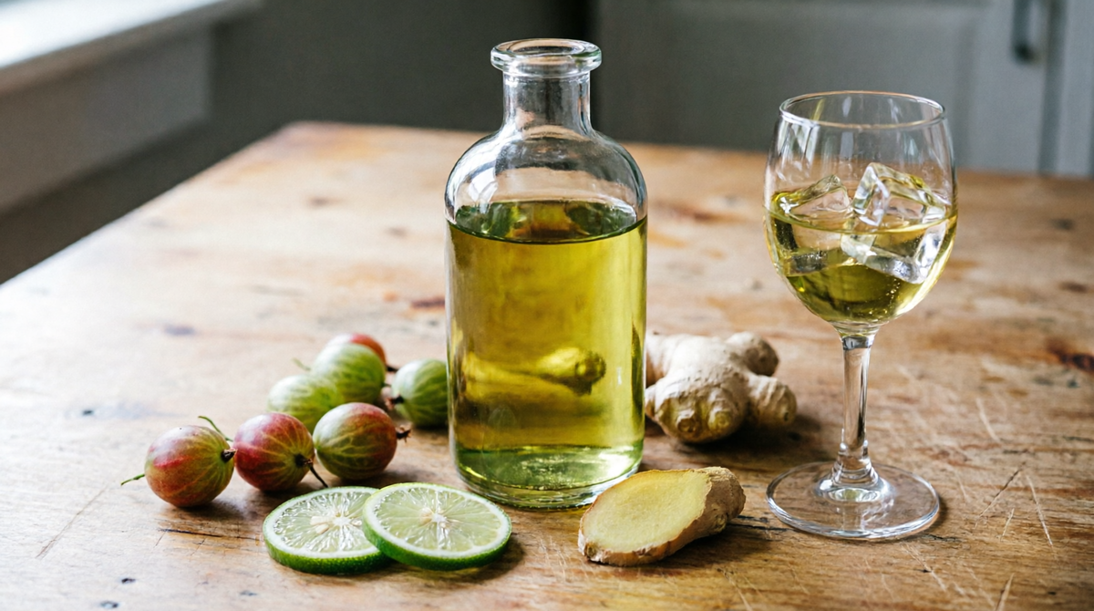 Ликер из крыжовника с имбирем и лаймом