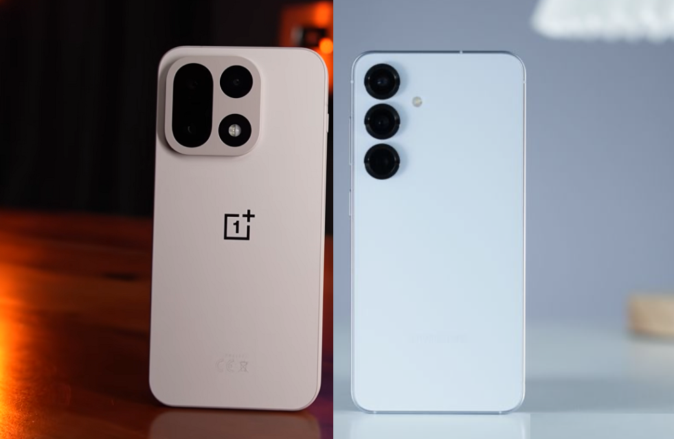 OnePlus 15 слева и Galaxy S25 справа