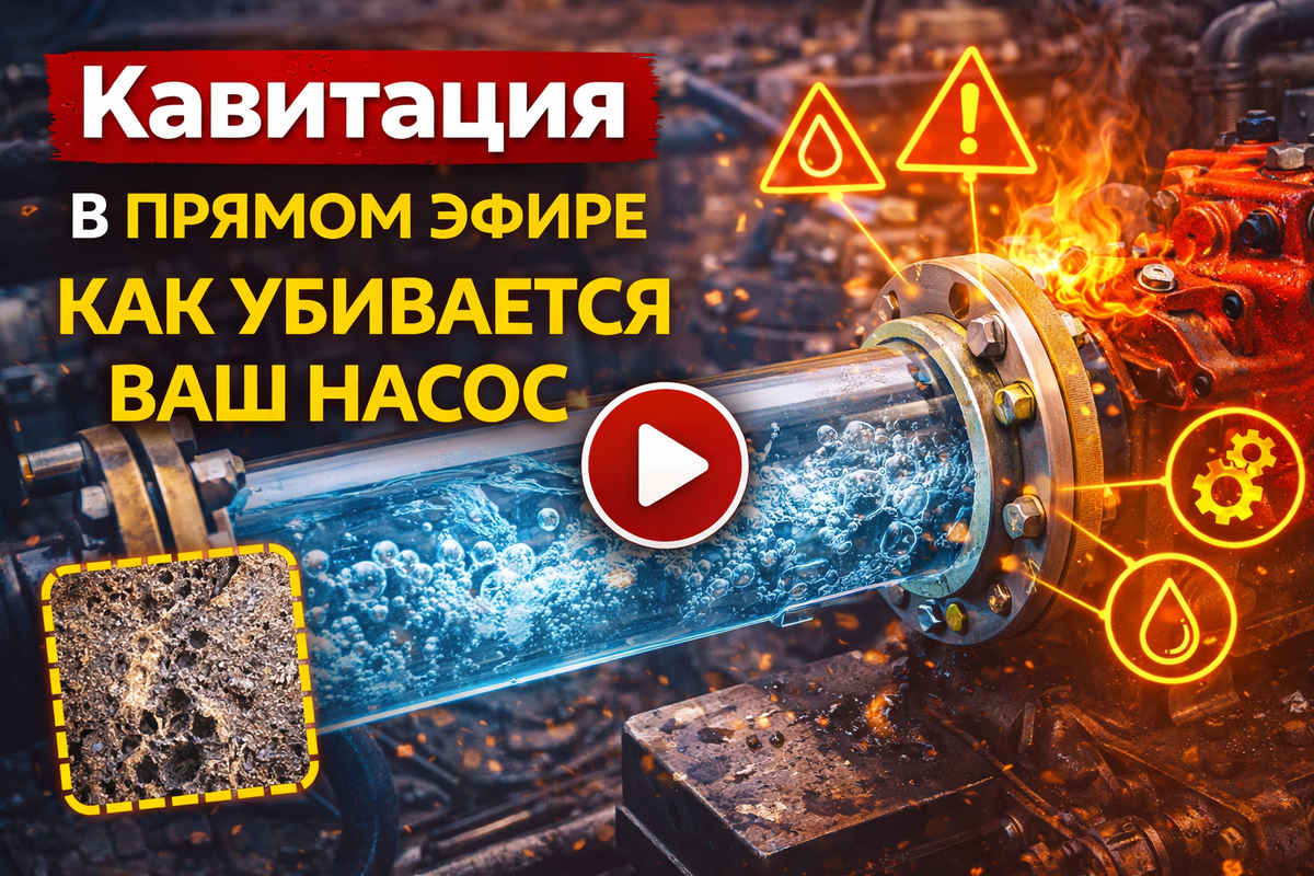 Что такое кавитация в гидравлической системе и почему она мгновенно разрушает насос? В статье наглядно показано явление в прямом эфире на прозрачном участке трубопровода, когда пузырьки жидкости образуются и схлопываются, повреждая металл. Разбираем основные причины кавитации, признаки появления пузырьков и методы предотвращения разрушения насоса. Практическое руководство для инженеров и специалистов по промышленной гидравлике, монтажу и обслуживанию насосного оборудования.