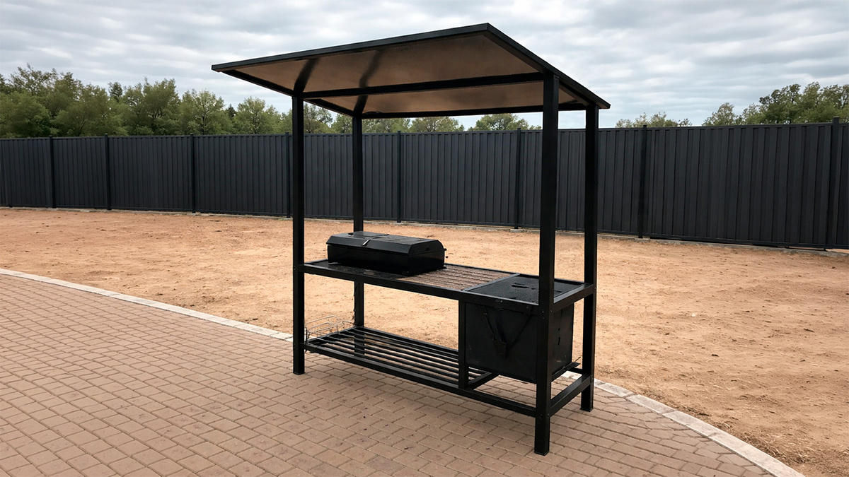 Односкатный навес для мангала