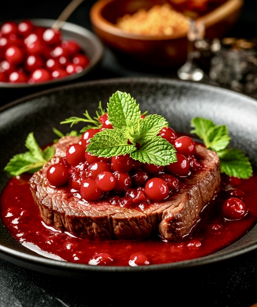 Лесной рубин и северное золото: История и магия говядины в брусничном соусе.