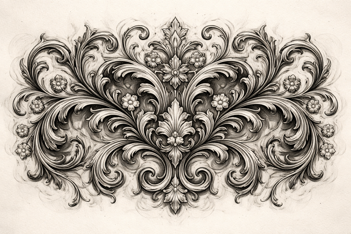 Орнаментальная угольная живопись