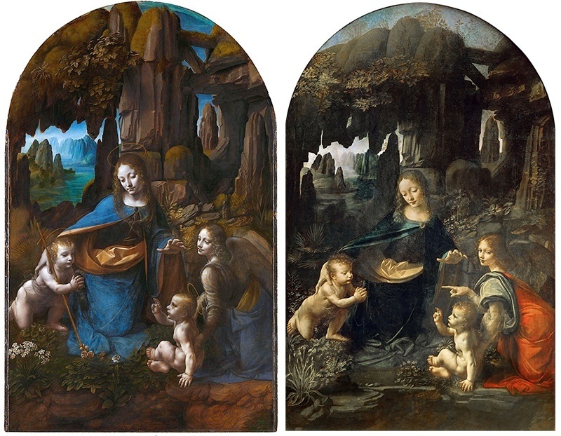 Два варианта Мадонны в скалах