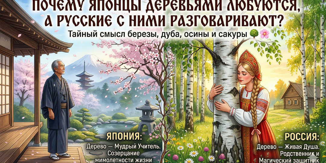Почему японцы деревьями любуются, а русские с ними разговаривают? Тайный смысл березы, дуба и осины 🌳🌸