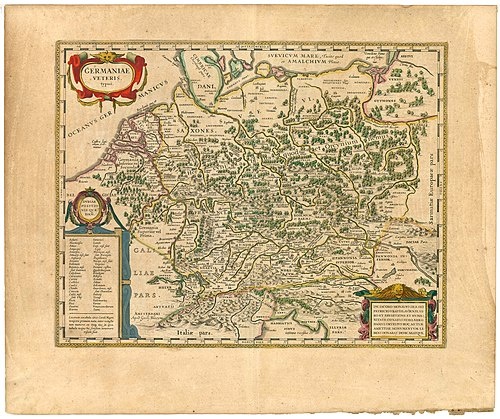 Карта Германии, составленная по данным Тацита. Издание Яна Блау, 1645 год