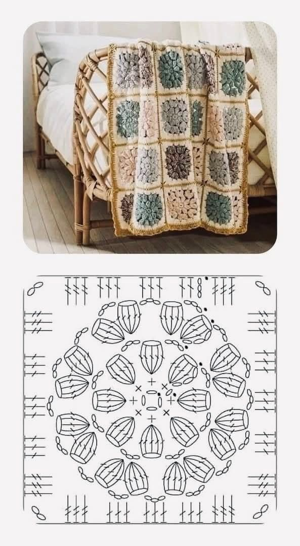 Бабушкин квадрат крючком для пледа