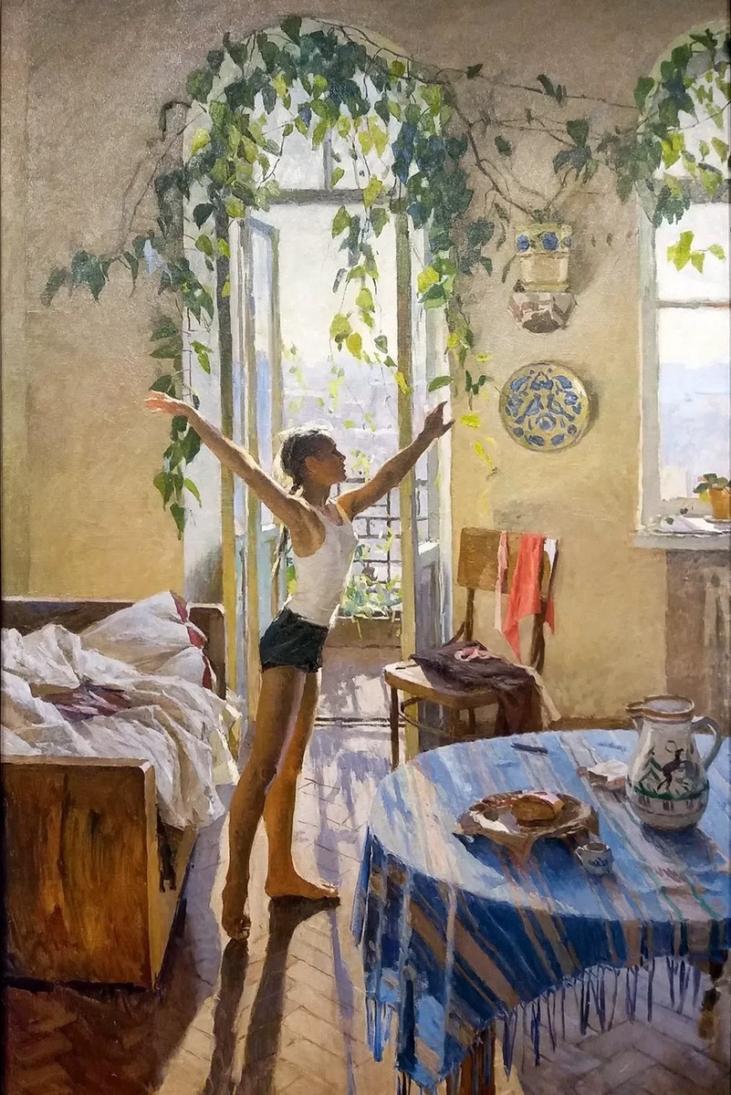 Картина "Утро" 1954 год, художник: Татьяна Яблонская.