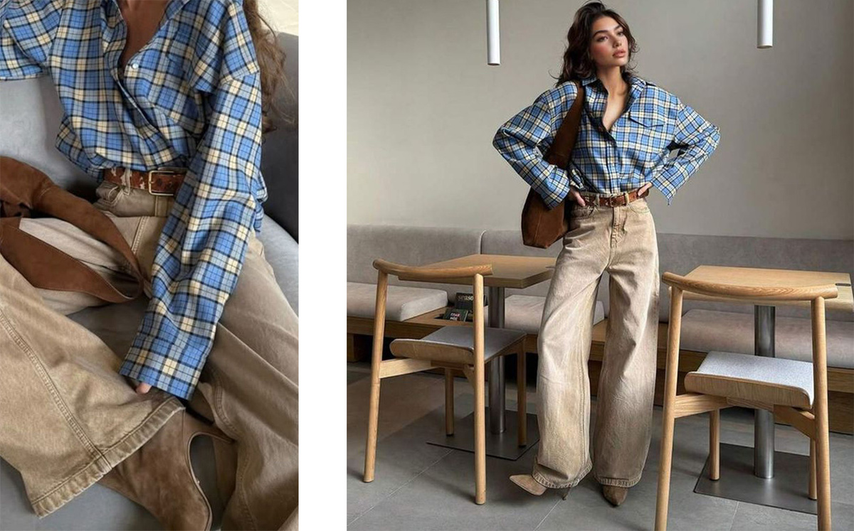 Сочетание одежды в клетку. Коллаж создан автором канала, на основе фотографий с сайта Pinterest