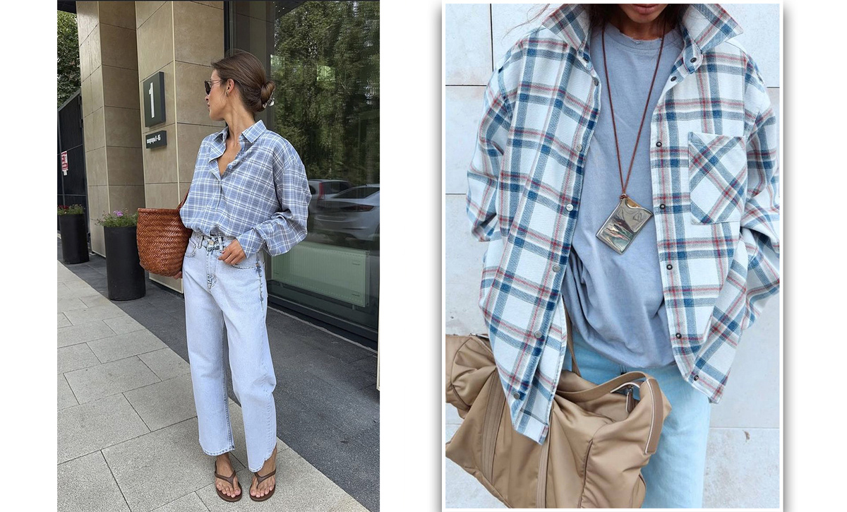 Сочетание одежды в клетку. Коллаж создан автором канала, на основе фотографий с сайта Pinterest