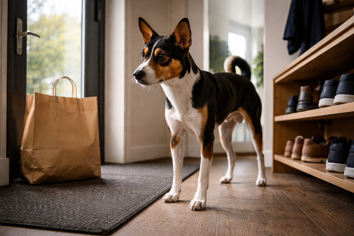 Тишина обманчива, дома басенджи мгновенно находит себе занятие